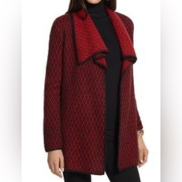 Chico's Red and Black Textured Cardigan - Picture 2 of 2